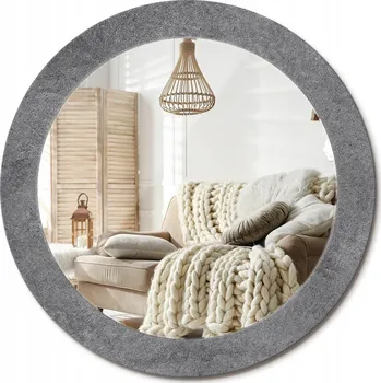 Zrcadlo Zrcadlo na zeď zdobené grafikou na skle - Betonová textura, průměr 70 cm