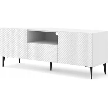 Televizní stolek TV stolek Ravenna C 150 cm 2D1S bílý lesk na nožičkách