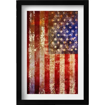 Obraz Ozdobný nástěnný obraz v rámu s grafikou Vlajka USA ve vintage stylu 20x30 cm