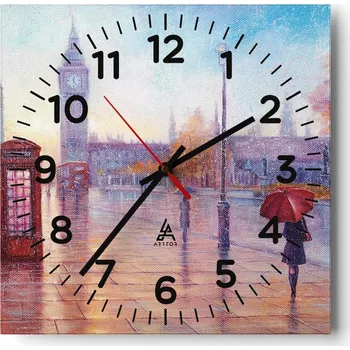 Hodiny Nástěnné hodiny do obýváku 40x40 Město Bez Hlučné Skleněné hodiny Tiché