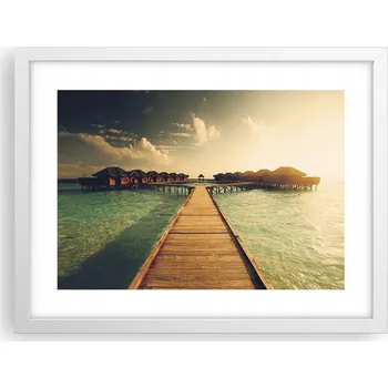 Obraz Obraz plakát v bílém rámu do obýváku 40x30 Maledivy foto plakáty na zeď
