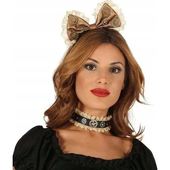 Čelenka Steampunková čelenka mašle zlatý parní stroj