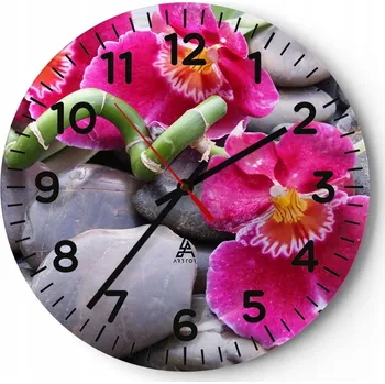 Hodiny Nástěnné hodiny do obýváku 40x40 Květiny Kulatý Skleněné hodiny Loft Tiché