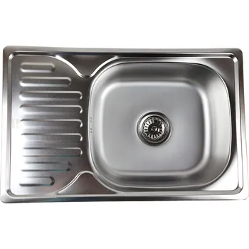 Granitový dřez Kuchyňský dřez jednokomorový s odkapávačem Satyna 66x42 + Sifon