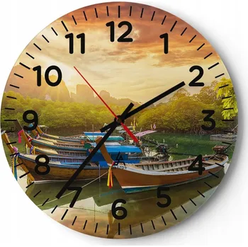 Hodiny Kuchyňské nástěnné hodiny 30x30 Krajina Moderní Skleněné hodiny do obýváku Tiché