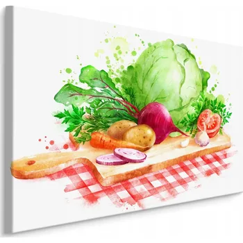 Obraz Obraz do kuchyně malovaná zelenina na prkénku 30x20