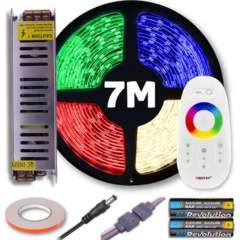 LED páska SADA LED RGB pásek barevný + neutrální bílá s dálkovým ovládáním a napájecím zdrojem 7M