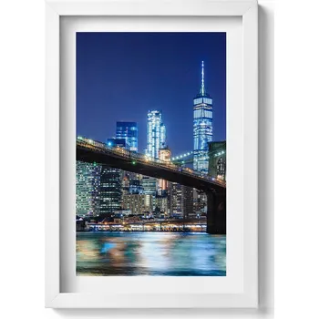 Obraz Obraz s rámem a grafikou na zeď Brooklynský most New York v noci 20x30 cm