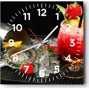 Hodiny Kuchyňské nástěnné hodiny 30x30 Nápoj Skleněné hodiny do obýváku Moderní Tiché