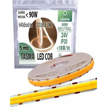 LED osvětlení LED pásek COB 24V super silný 18W/m 1800 lm/m NEON linka DOUBLE neutrální bílá 5M