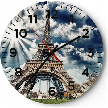 Hodiny Nástěnné hodiny Skleněné hodiny 30x30 cm Eiffelova věž Paříž Architektura Hodiny na zeď ARTTOR Moderní nástěnné hodiny do obýváku Tiché nástěnné hodiny do kuchyně Skleněné nástěnné hodiny bezhlučné Nástěnná dekorace moderní stylové Nástěnné hodiny do kuch