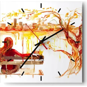 Hodiny Velké nástěnné hodiny 40x40 Krajina Skleněné hodiny Tiché