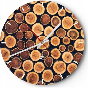 Hodiny Velké nástěnné hodiny na zeď 40x40 Kmen Stromu Skleněné hodiny Kulatý Tiché