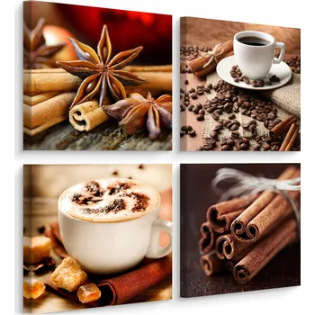 Obraz Obrazy do Kuchyně SET Koření KÁVA Skořice Celá Koření 100x100