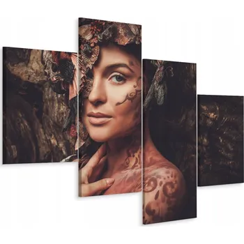 Obraz Čtyřdílný obraz NIMFA Tetování Rostliny 3D 120x75