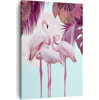 Obraz Obraz na plátně do obývacího pokoje ložnice 50x70 plameňáci obrazy na zeď canvas