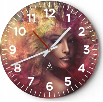Hodiny Nástěnné hodiny do obýváku 40x40 Žena Kulatý Skleněné hodiny Loft Tiché
