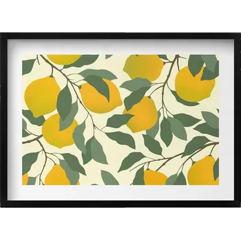 Obraz Obraz v rámu do obýváku Ilustrace sicilských citronů do kuchyně 70x50 cm