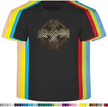 panske-levne-bavlnene-tricko-potisk-keltsky-kruhovy-kriz Barva: Black -černá, velikost: 5XL