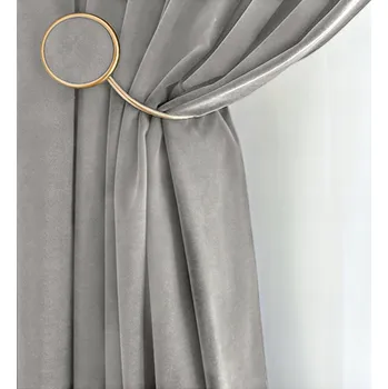 Závěs VELUROVÉ ZÁCLONY S KOLEČKY 210x465 SVĚTLE ŠEDÉ SAMET Na Míru