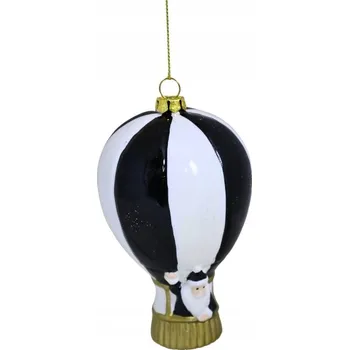 Vánoční ozdoba OZDOBA VÁNOČNÍ KOULE PLASTOVÁ BALÓN ČERNO-BÍLÁ 7,5 cm