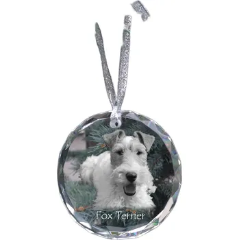 Obraz Foxteriér drsnosrstý - křišťálová vánoční koule s fotografií, fotografie psa v k