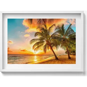 Obraz Nástěnný obraz dekorace interiéru Palma na pláži při západu slunce 70x50 cm
