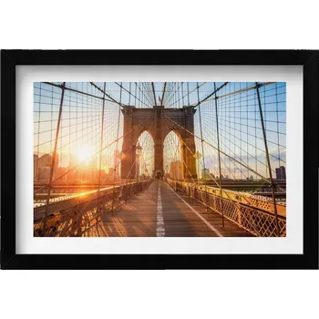 Obraz Ozdobný nástěnný obraz v rámu s grafikou loft Brooklynský most NYC 30x20 cm