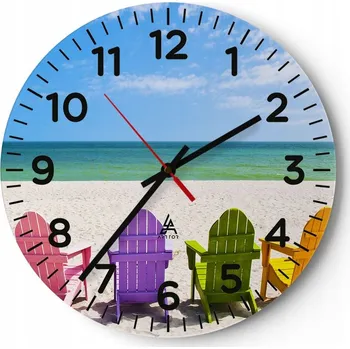 Hodiny Kuchyňské nástěnné hodiny 30x30 Krajina Moderní Skleněné hodiny do obýváku Tiché