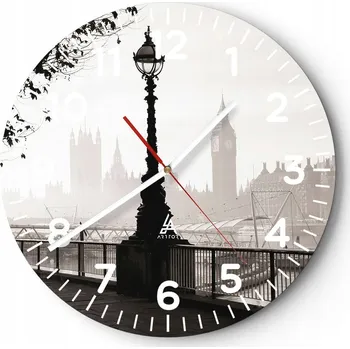 Hodiny Nástěnné hodiny Skleněné hodiny 30x30 cm Architektura Londýn Město Hodiny na zeď ARTTOR Moderní nástěnné hodiny do obýváku Tiché nástěnné hodiny do kuchyně Skleněné nástěnné hodiny bezhlučné Nástěnná dekorace moderní stylové Nástěnné hodiny do kuchyně kul