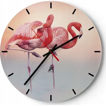 Hodiny Nástěnné hodiny do kuchyně 30x30 Plameňáci Skleněné hodiny do obýváku Loft Tiché