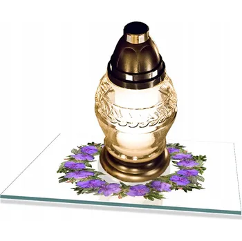 Obraz Podstavec pod HŘBITOVNÍ SVÍČKA tvrzené sklo KVĚTINY NA POMNÍK 30x22 cm