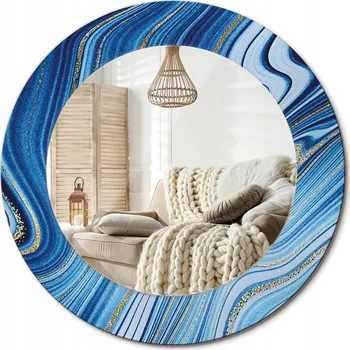 Zrcadlo Prémiové Zrcadlo s dekorativním skleněným rámem s potiskem , průměr 50 cm