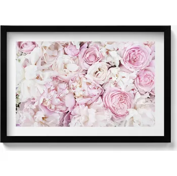 Obraz Dekorativní nástěnný obraz v černém rámu s grafikou Kytice pivoňek 60x40 cm