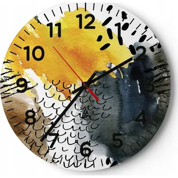 Hodiny Kuchyňské nástěnné hodiny 30x30 Abstrakce Moderní skleněné hodiny Tiché