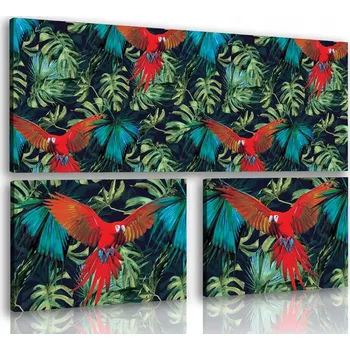 Obraz OBRAZ NA PLÁTNĚ CANVAS 80x55,8 PAPOUŠCI ROSTLINY