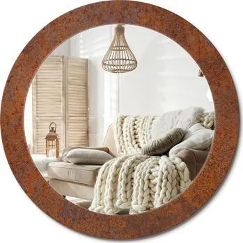 Zrcadlo Zrcadlo nástěnné s ozdobným skleněným rámem fi 70 cm Rezavý kov