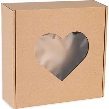 Dárková krabička Krabička s okénkem Srdce 20x20x5 Karton Fasonové balení Box