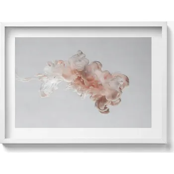 Obraz Obraz s rámem a grafikou na zeď Abstrakce béžový inkoust ve vodě 70x50 cm