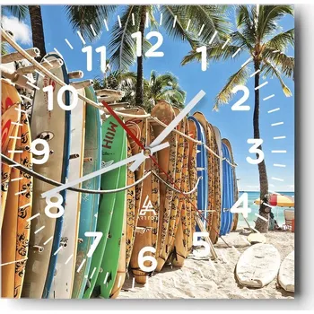 Hodiny Kuchyňské nástěnné hodiny 30x30 Krajina Skleněné hodiny do obýváku Moderní Tiché