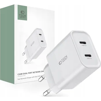 Síťová nabíječka 2-Porty C20W PD20W Tech-Protect Bílá