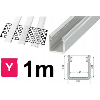 LED osvětlení ALU profil pro LED pásek Y + KRYT 1m STŘÍBRNÝ