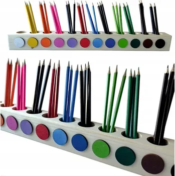 Dřevěná hračka Dřevěná třídička na pastelky s 12 otvory pro děti ve věku Věk 3+