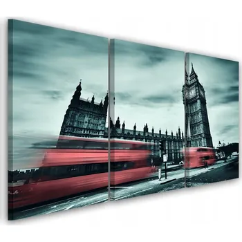 Obraz OBRAZ TRYPTYCH Londýn Autobus Big Ben 60x40