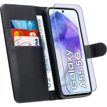 Pouzdro na mobilní telefon Flipové pouzdro KrainaGSM pro Samsung Galaxy A55 černé