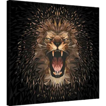 Obraz OBRAZ NA PLÁTNĚ CANVAS 80x80 LEV RYK GRAFIKA