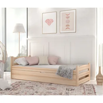 Postel Jednolůžková dřevěná postel AJKmeble 90x200 borovice