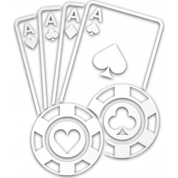 Reflexní stříbrná nálepka automobilová s pokerovými KARTY