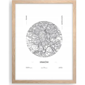 Obraz Obraz plakát v rámu světlý dub do obýváku 30x40 mapa foto plakáty na zeď