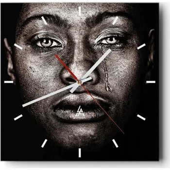 Hodiny Velké nástěnné hodiny na zeď 40x40 Žena Skleněné hodiny Čtvercové Tiché